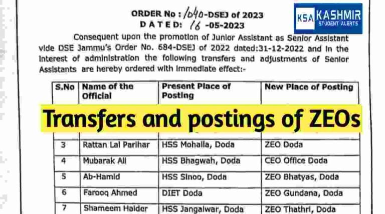 Transfers and postings of ZEOs, read order here