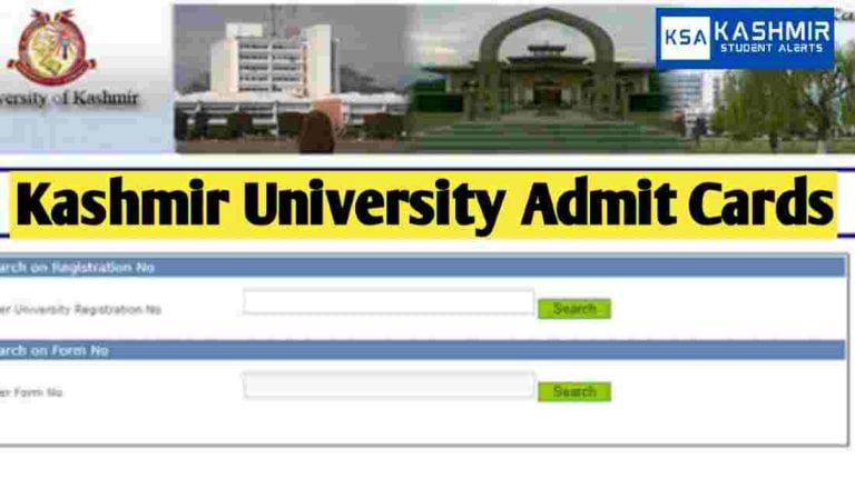Kashmir University Admit Cards for PG Entrance Test 2023, Download Link