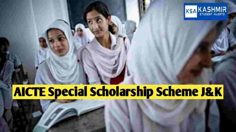 AICTE Special Scholarship Scheme 2023-24 for Jammu Kashmir 10+2 students, apply online