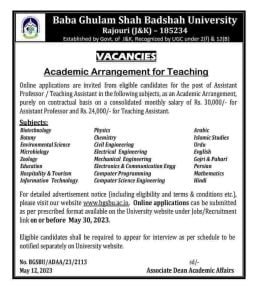BGSBU Jobs Recruitment 