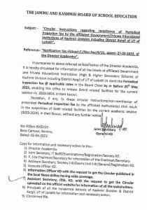 JKBOSE Important notification for all Government/Private Educational
Institutions