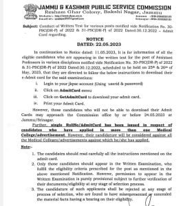 JKPSC Admit Card 2023 