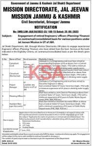 Jal Jeevan Mission J&K Recruitment 2023 Apply for various vacancies