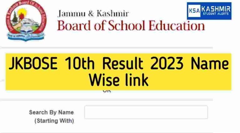 JKBOSE 10th Result 2023 Check Name Wise Roll number Link @jkbose.nic.in