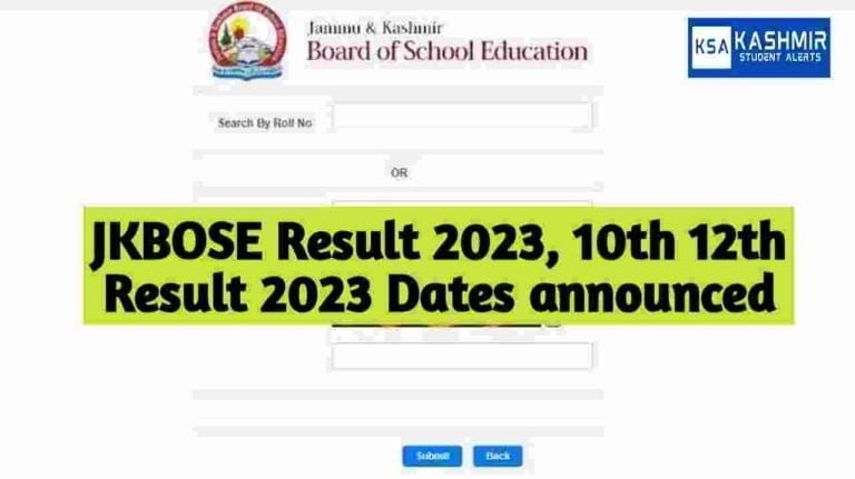JKBOSE Result 2023, 10th 12th Result 2023 Dates announced