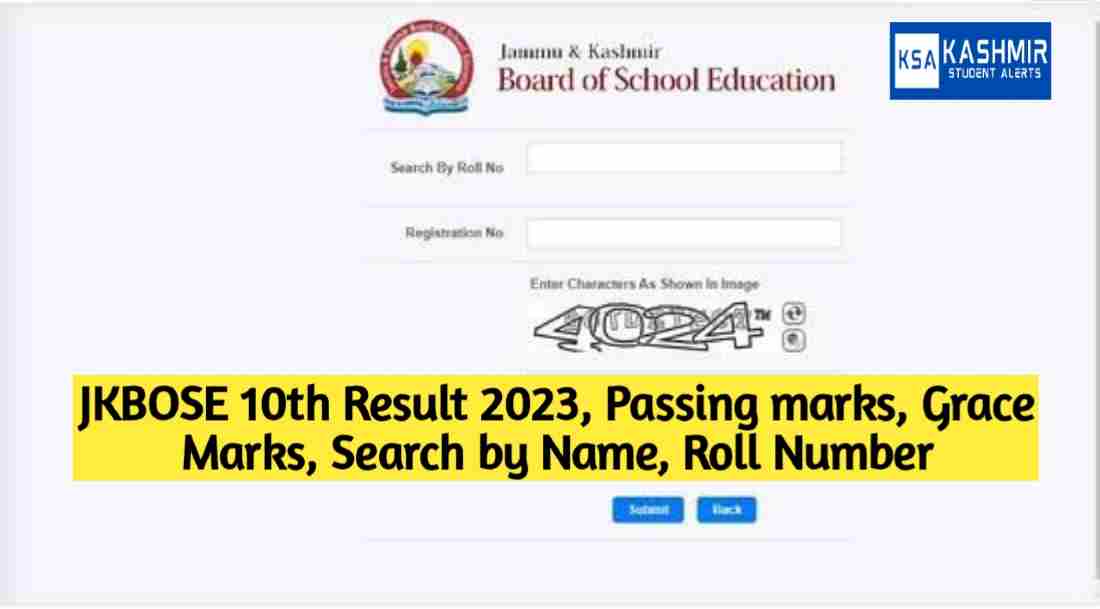 JKBOSE 10th Result 2023, Passing marks, Grace Marks, Search by Name, Roll Number