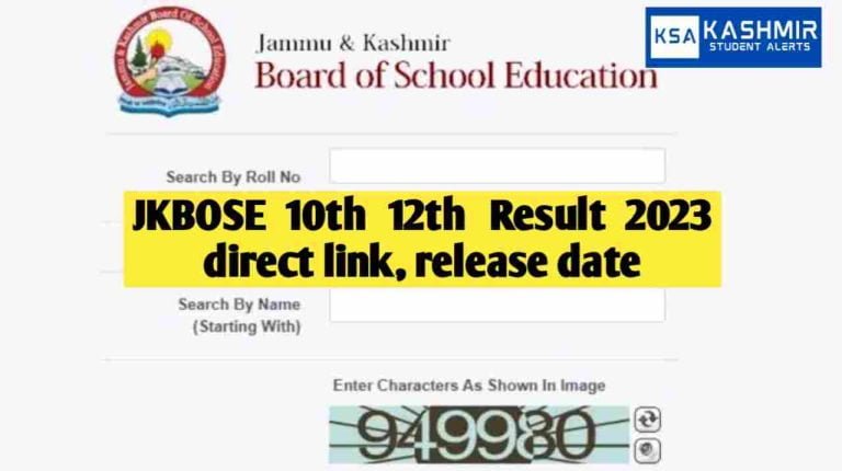 JKBOSE 10th 12th Result 2023 direct link, release date