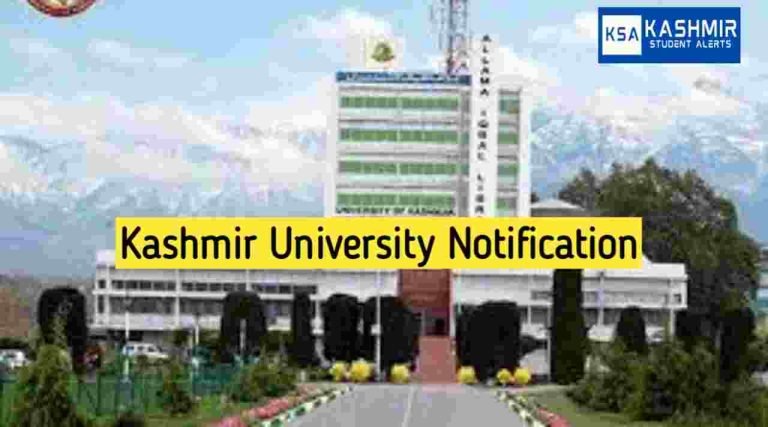 Kashmir University Postponement Notice of Entrance Test 2023