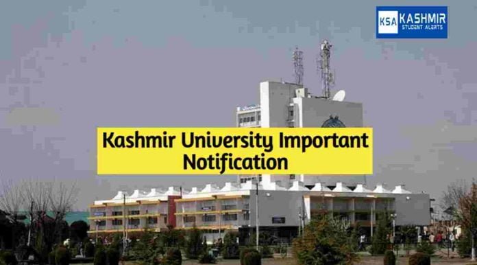 Kashmir University Examination Notifications Update