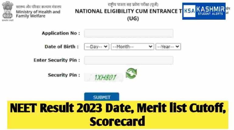 NEET Result 2023 Date Merit list Cutoff Scorecard, download link neet.nta.nic.in