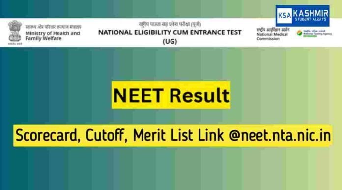 NEET Result 2023 Scorecard Cutoff Merit List Link @neet.nta.nic.in