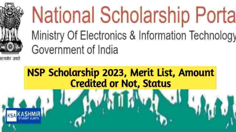 NSP Scholarship 2023, Merit List, Amount Credited or Not, Status