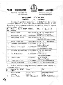 Transfers and postings of DySPs