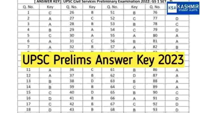UPSC Prelims Answer Key 2023
