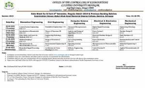 Cluster University Srinagar: Date Sheet for 4th & 6th Semesters