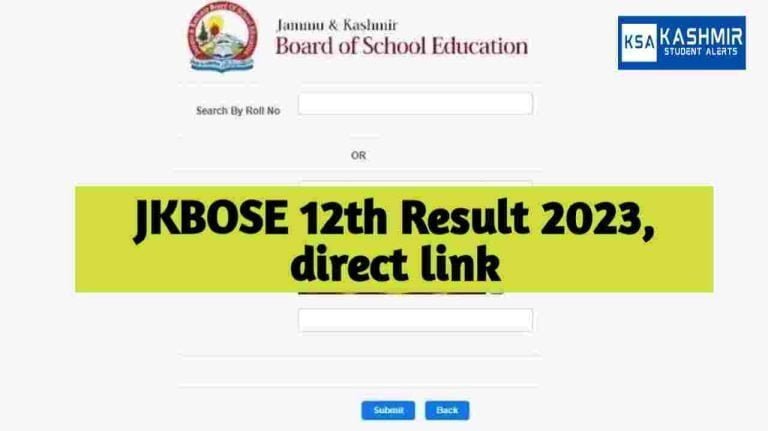 JKBOSE 12th Result 2023 by name wise Date link @jkbose.nic.in