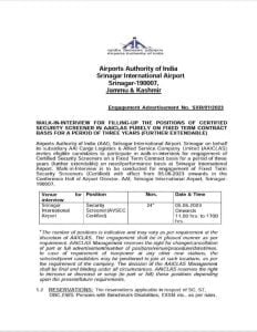 AAI Srinagar International Airport Recruitment 2023 for 24 posts 1 AAI Srinagar International Airport