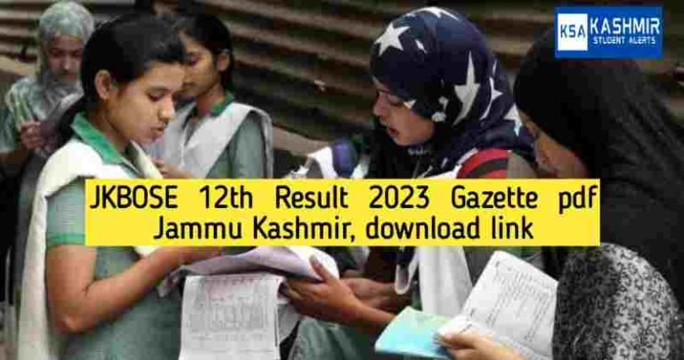 JKBOSE 12th Result 2023 Gazette pdf Jammu Kashmir, download link