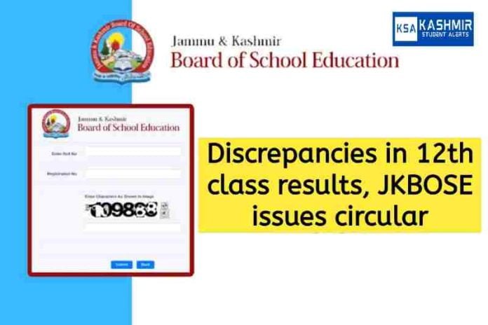 Discrepancies in 12th class results, JKBOSE issues circular 