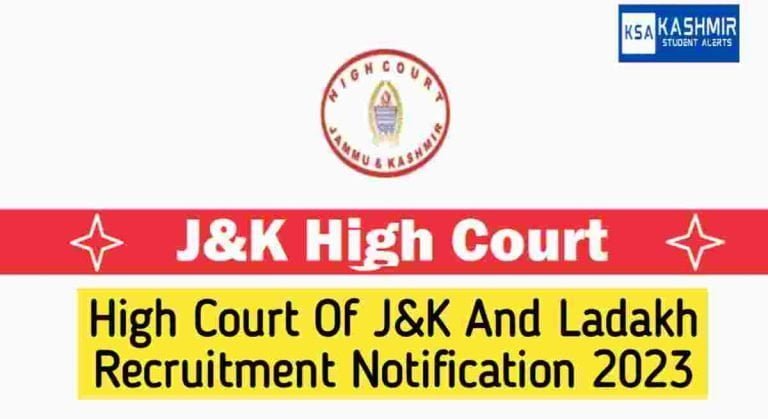 High Court Of J&K And Ladakh Recruitment Notification 2023