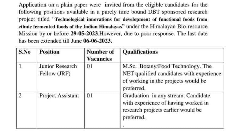 Kashmir University JRF Project Assistant Recruitment 2023