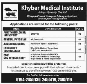 Khyber Medical Institute Jobs Recruitment 2023 1 Khyber Medical Institute