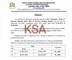 Cluster University Srinagar Exam forms for MA/ M.ed 3rd semester 1 Cluster University Srinagar