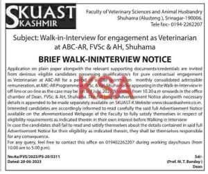 SKUAST Kashmir Recruitment 2023 | Walk-in-interview Notice 1 SKUAST Kashmir Recruitment 2023 | Walk-in-interview Notice