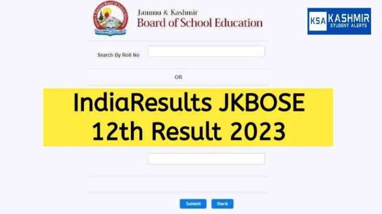 IndiaResults JKBOSE 12th Result 2023 Search by name
