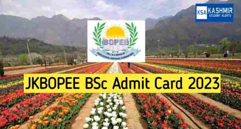 JKBOPEE BSc Admit Card 2023 Download Hall Ticket Link @jkbopee.gov.in