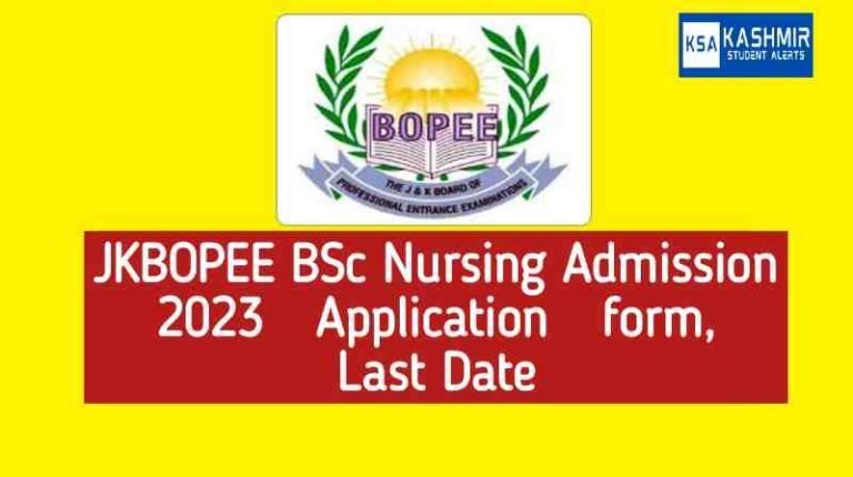 JKBOPEE BSc Nursing Admission 2023 Application form, Last Date