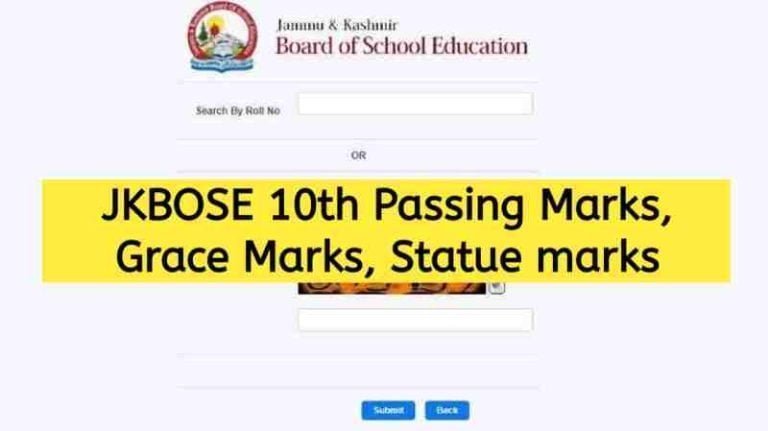 JKBOSE 10th Passing Marks 2023, Grace Marks, Pass Percentage