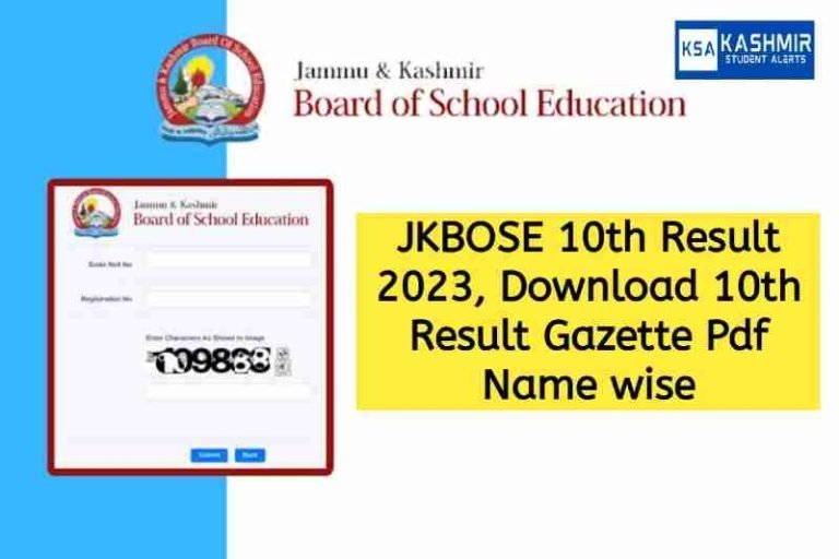JKBOSE 10th Result Gazette pdf 2023 Bi-Annual Jammu Kashmir
