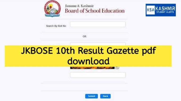 JKBOSE class 10th Result Gazette pdf 2023