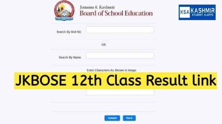 JKBOSE 12th Class Result 2023 Link www.jkbose.nic.in Name wise pdf