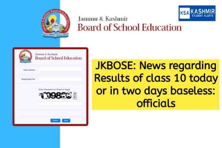 JKBOSE: News regarding Results of class 10 today or in two days baseless: officials