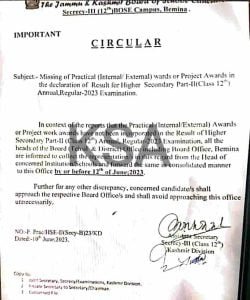 JKBOSE important Notification Regarding 12th class results Annual Regular 2023 1 JKBOSE important Notification