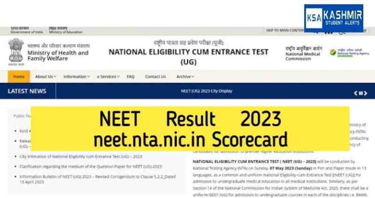 NEET Result 2023 neet.nta.nic.in Scorecard, Passing Marks, Merit List