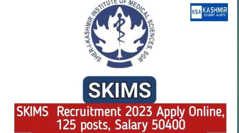 SKIMS Nursing Aid Recruitment 2023 Apply Online, 125 posts, Last date