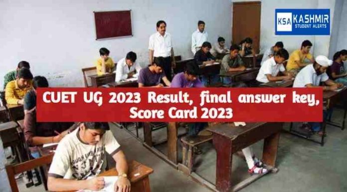 CUET UG 2023 Result, final answer key, Score Card 2023