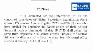 JKBOSE Phase II for collection of Photocopy of Answer Scripts for class 11th 1 JKBOSE Phase II for collection of Photocopy of Answer Scripts for class 11th
