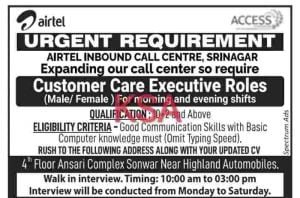 Airtel Customer Care Executive Roles Jobs Recruitment 2023