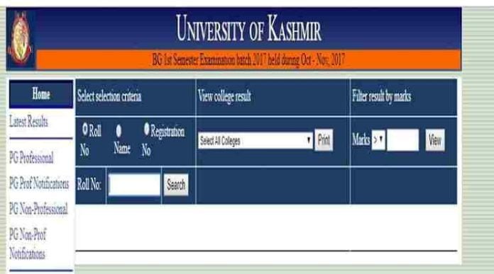 Kashmir University declared Results for BG 2nd Semester (2016-21) and other programmes