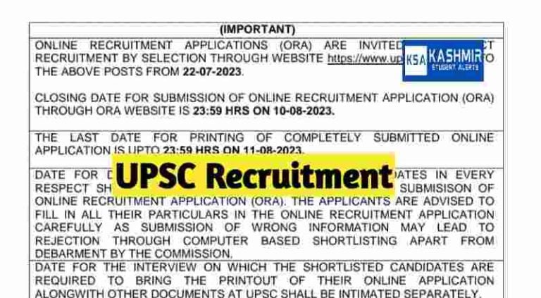 UPSC Recruitment 2023 Apply online, Check Eligibility Criteria, vacancies, last date