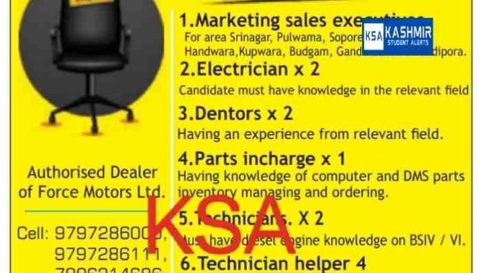 Force Motors Recruitment Driver, Electrician, Dentors, Painters, sales executives posts