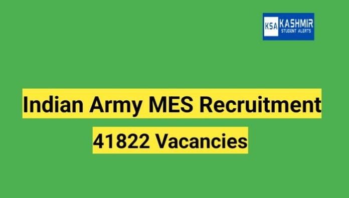 41822 Vacancies: 10th pass Indian Army MES Recruitment 2023, Important dates, Eligibility