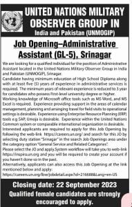 Administrative Assistant Jobs in Srinagar, check qualification, Apply link