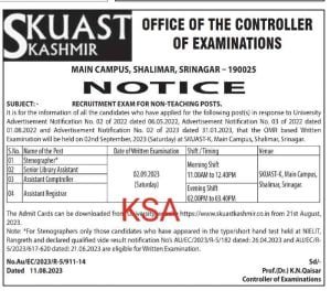 SKUAST Kashmir Recruitment for various non teaching posts 1 SKUAST Kashmir Recruitment for various non teaching posts