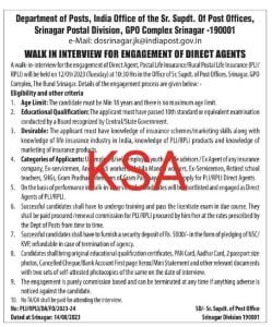 Direct Agent, Postal Life Insurance/Rural Postal Life Insurance Jobs Recruitment 2023
