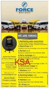 Force Motors Recruitment Driver, Electrician, Dentors, Painters, sales executives posts
